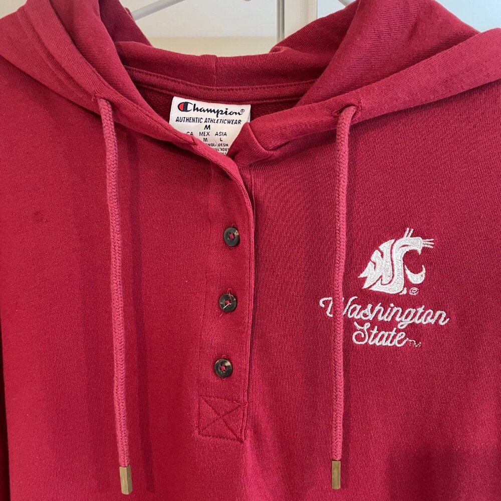 Washington State Cougars Champion 1/4 Button Hoodie Sweatshirt WSU Women's